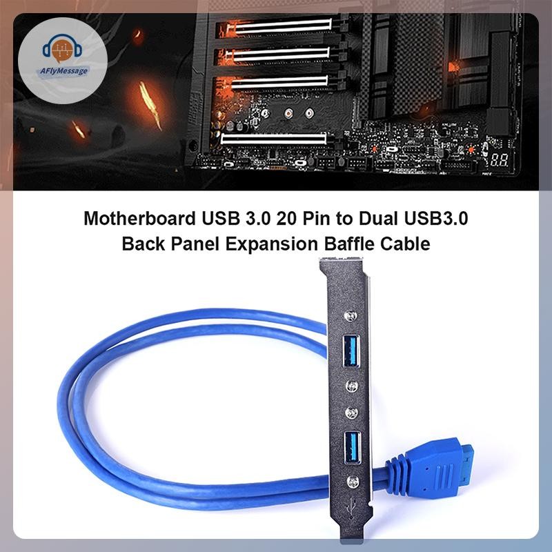 AFl 20 Pin to Dual USB3.0 Baffle Extension Cable ขายึดแผงด้านหลังความเร็วสูง TH