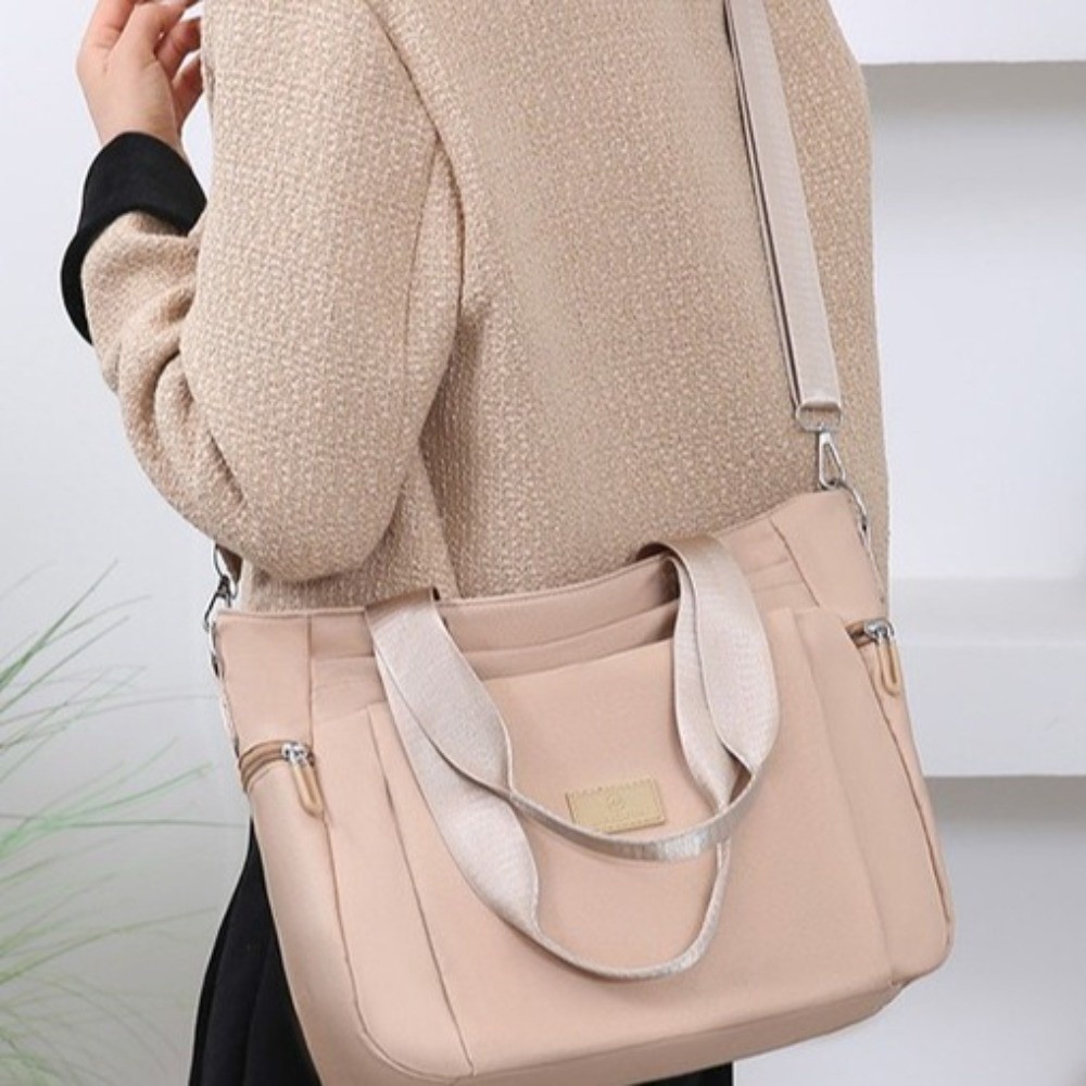 SANAVALA กระเป๋าโท้ต Oxford สำหรับเดินทางและช้อปปิ้ง ทรงสี่เหลี่ยม ความจุมาก สไตล์เกาหลี กระเป๋าสะพายอเนกประสงค์สำหรับผู้หญิง - รูปที่ 4