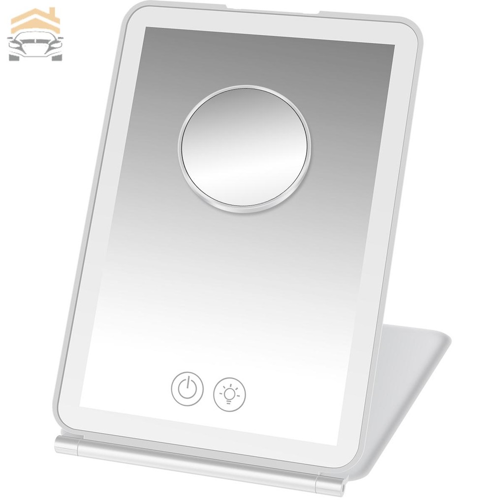 หน้าจอสัมผัส 56นํา กระจกแต่งหน้าพร้อมกระจกขยาย 10X กระจกเครื่องสําอางแบบพกพาพร้อมไฟ 3 สี ร้านค้า8967