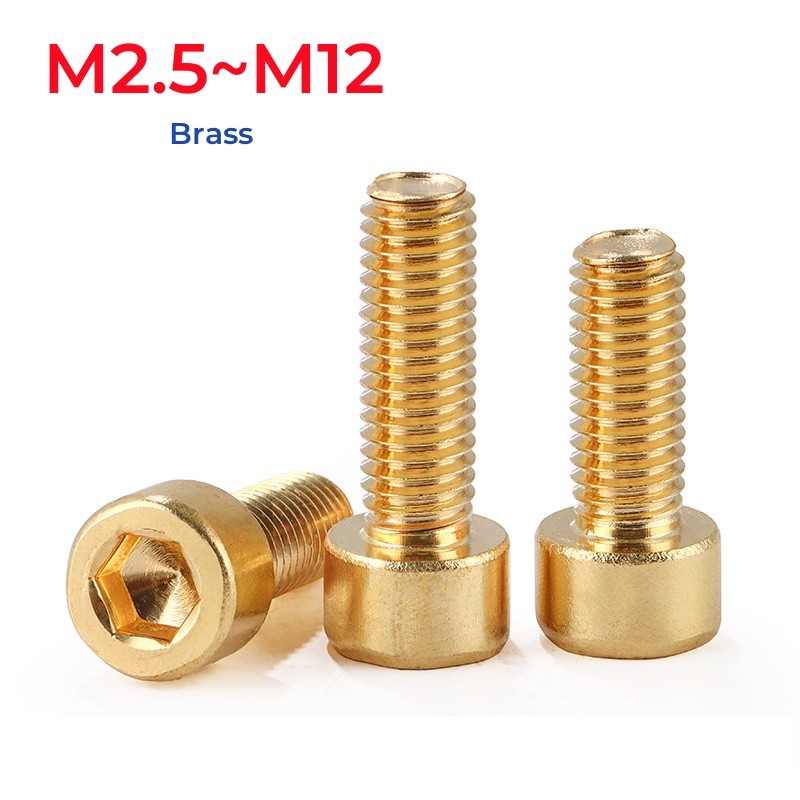 M2.5 M3 M4 M5 M6 M8 M10 M12 ทองเหลือง Allen หกเหลี่ยม Hex ซ็อกเก็ตหัวหมวก Bolt สกรู
