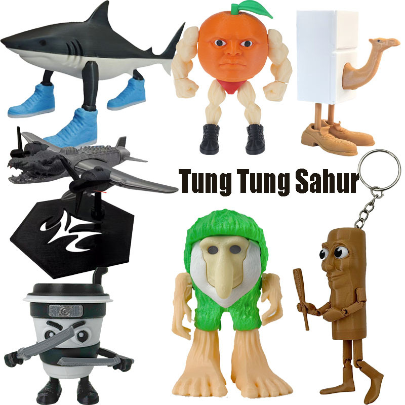 Brainrot Tung Tung Sahur VS Trralero Tralala จระเข้ Action Figure BCT ของเล่น 3D การพิมพ์