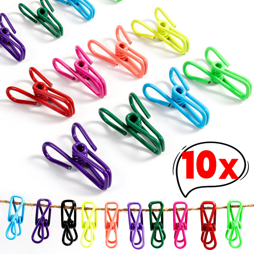 คลิปอเนกประสงค์สีสันสดใส | คลิปอาหารปิดผนึก 10 แพ็คยูทิลิตี้ - เครื่องมือจัดเก็บบ้านสําหรับหมวก/เสื้อผ้า/ตกแต่งบ้าน