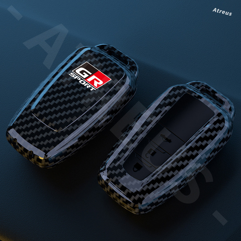 Toyota GR คาร์บอนไฟเบอร์ เคสกุญแจ เคสกุญแจรีโมทรถยนต์ พวงกุญแจรถ เคสกุญแจรถยนต์ ตัวป้องกันกุญแจ ซองใส่กุญแจรถ สําหรับ Toyota GR 86 Yaris Corolla Cross Altis Fortuner Camry Hilux Supra CHR Wish bZ4X Vios Sienta Avanza - รูปที่ 2