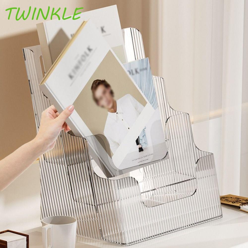 TWINKLE1 ที่วางโชว์โบรชัวร์,พลาสติกใสแพมฟเล็ต Flyer Organizer,ชั้นวางนิตยสาร 3 ชั้นประหยัดพื้นที่Reu