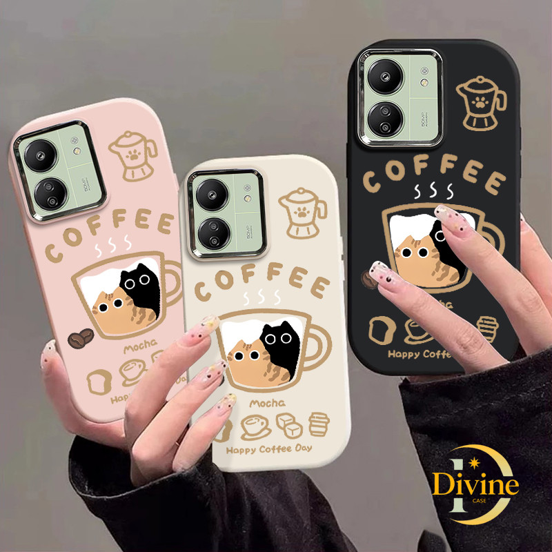 Redmi Two Coffeeลูกแมวกรณีนุ่มน่ารักอ้วนแฟชั่นเหมาะสําหรับRedmiหมายเหตุ9A 9I 12 9C 13 13C 9 14 10S-D