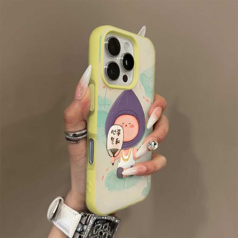 Orange Comics Kids Apple 16ProMax เคสโทรศัพท์ iPhone15P Fun 14P Soft Jelly 2 in 1