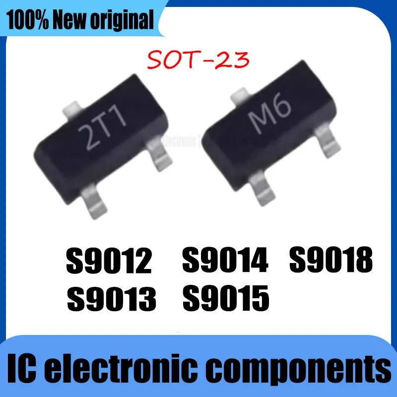 50PCS ทรานซิสเตอร์ S9012 2T1 S9013 J3 S9014 J6 S9015 M6 S9018 J8 SOT-23 ชิป IC