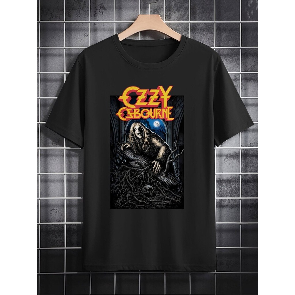เสื้อยืดผ้าฝ้ายแท้ระบายอากาศ พิมพ์ลาย OZZY OSBOURNE สไตล์_dark rock