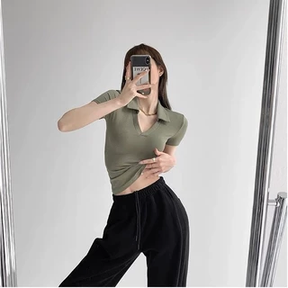 พร้อมส่ง เสื้อโปโลฤดูร้อนสำหรับผู้หญิง แขนสั้น เสื้อผ้าแฟชั่นเกาหลี ใส่เที่ยว ใส่ทํางาน Umiso