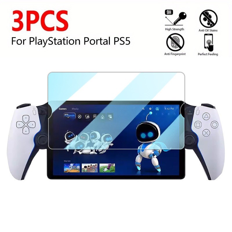 3 ชิ้น HD กระจกนิรภัยสําหรับ Sony PS5 PlayStation Portal, Ultra-Clear Anti-Scratch ป้องกันหน้าจอฟิล์