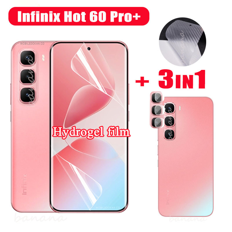 3 IN 1 Infinix Hot 60 Pro+ Hydrogel Soft Film Infinix Hot 50 Pro+ Hot 60 Pro Hot 60i ป้องกันหน้าจอเลนส์กล้องแก้วและฟิล์มด้านหลัง