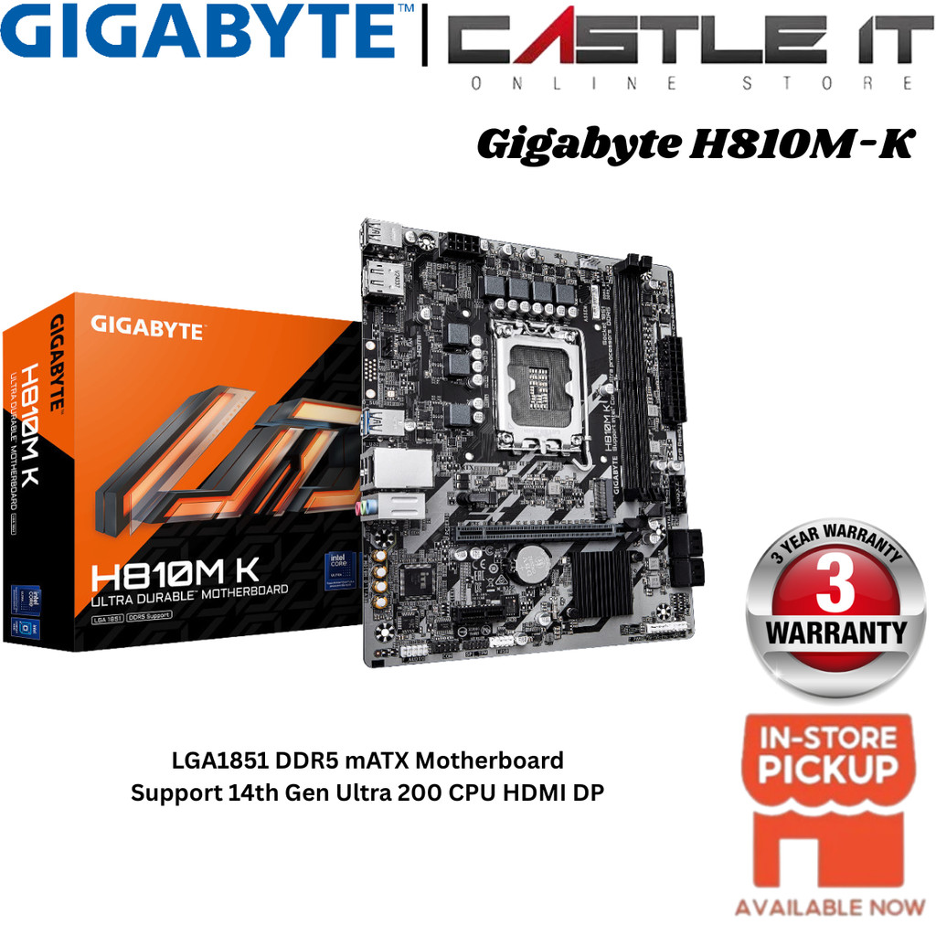 Gigabyte H810M-K DDR5 mATX เมนบอร์ด LGA1851 HDMI DP PCIe 4.0