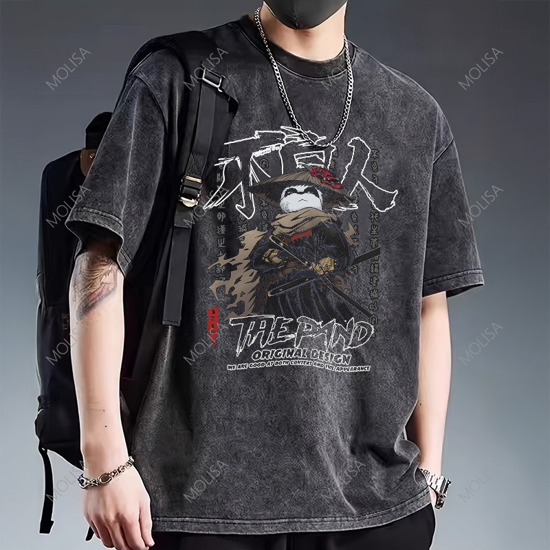 เสื้อยืดผู้ชาย T shirt เสื้อคอกลม unisex เสื้ออะนิเมะญี่ปุ่น ผ้าคอตตอน 100% เสื้อยืด มินิมอล 68166#