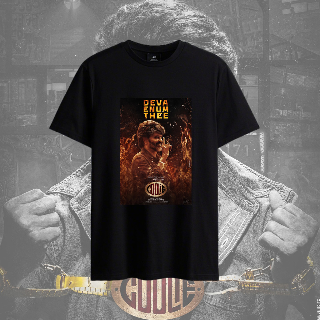 Coolie Rajini T เสื้อ SUPER STAR RAJINI เสื้อ Coolie ภาพยนตร์ 100% ผ้าฝ้ายแขนสั้นสําหรับ Unisex ผู้ห