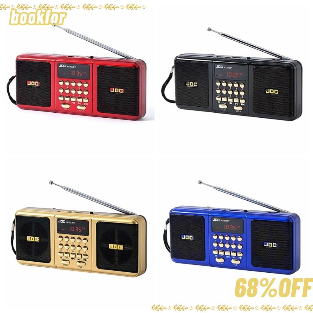 BOOKFOR ลําโพงดิจิตอล, วิทยุ FM USB TF สเตอริโอ FM แบบพกพา, คุณภาพสูงพร้อมตัวรับสัญญาณ FM เครื่องเล่นเพลงแบบชาร์จไฟได้ Bluetooth