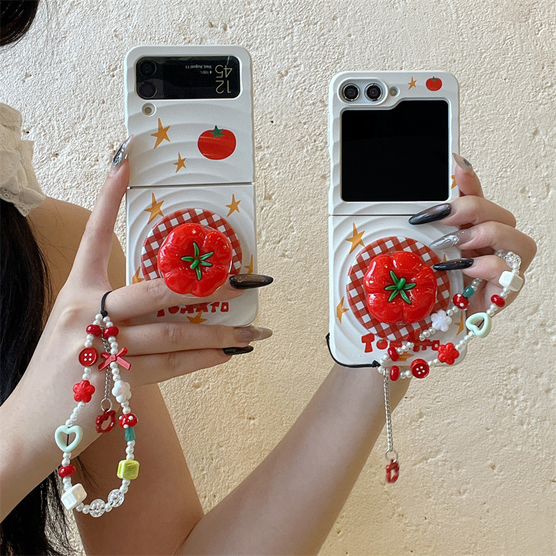 สําหรับ Samsung Galaxy Z Flip 7 6 5 4 3 7FE น่ารักตลกกรณี Ins สีสัน Lanyard Cover