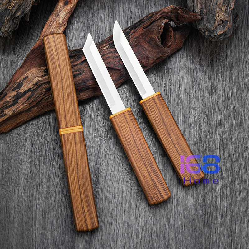 【168home】ชุดมีดคู่ มีดหั่นผักผลไม้ มีดหั่น มีดคู่เป็ดแมนดาริน ใบมีดหนาด้ามจับลายไม้ ตัดได้มั่นคงและทนทาน - รูปที่ 5