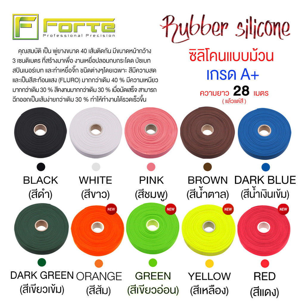 [Forte] พู่ยางม้วน ยาว 28 เรดสูง เหนียว นุ่ม สีสวยงาม