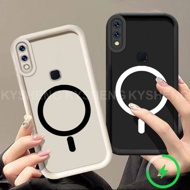 สําหรับ VIVO Y85 v9 y91 y95 V17 PRO V19 เคสโทรศัพท์ชาร์จแม่เหล็ก Simple anti drop ถุงลมนิรภัยซิลิโคน TPU soft shell 012