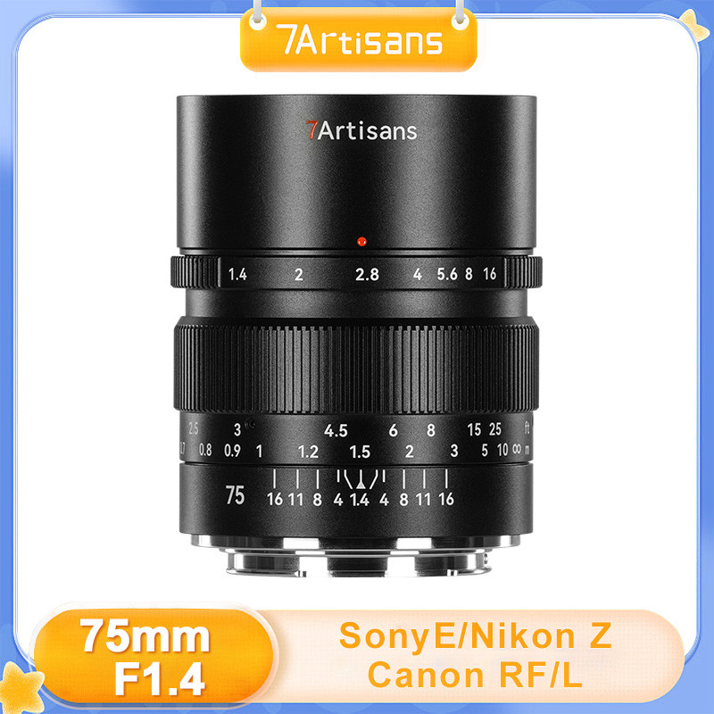 7artisans 75mm F1.4 Full Frame รูรับแสงขนาดใหญ่ Manual Focus Portrait เลนส์กล้องสําหรับการถ่ายภาพบุค