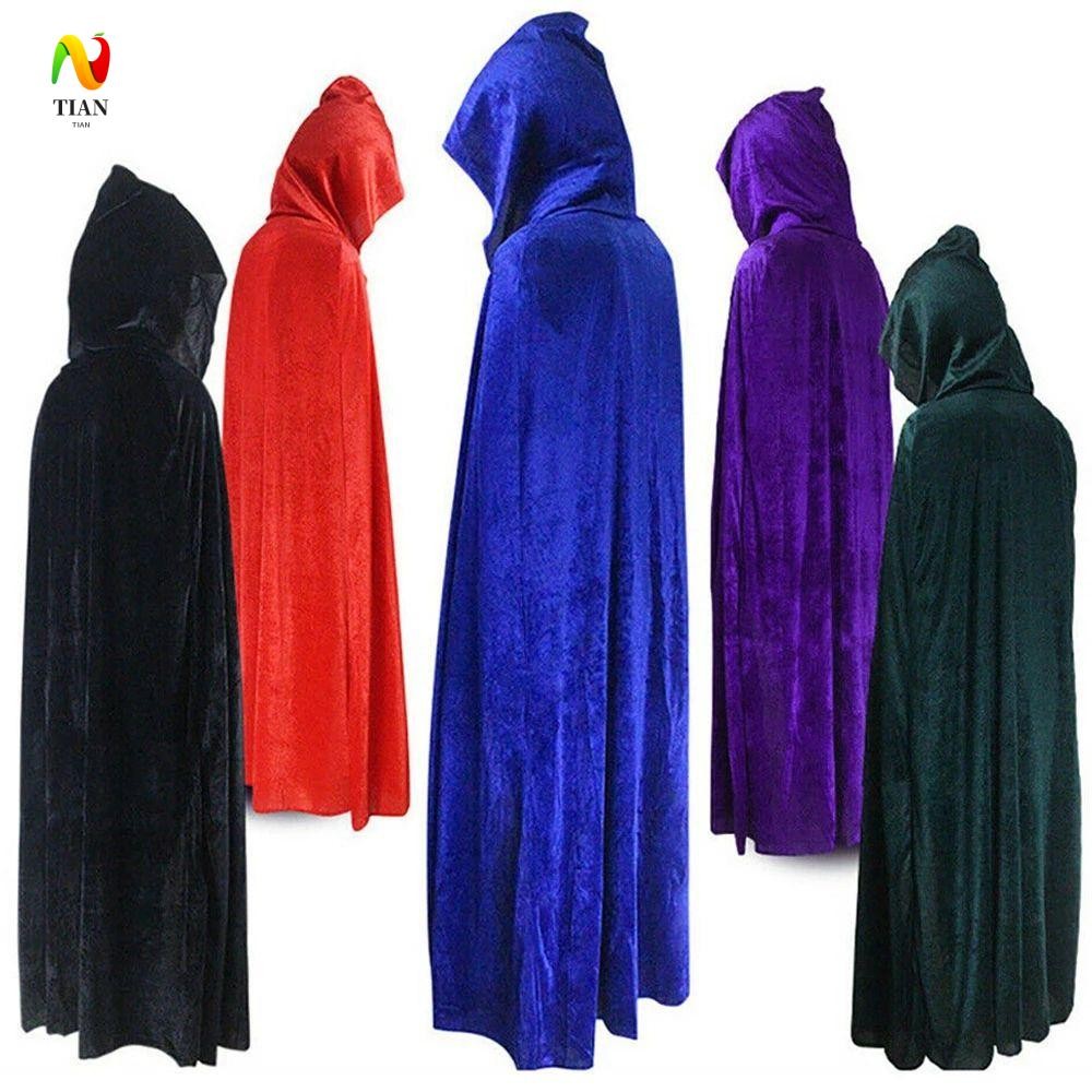 INQUIRY IMPACT Robes Carnival 5 สีตกแต่งฮาโลวีนกํามะหยี่ Anti-slip คอสเพลย์ Hooded Cloak