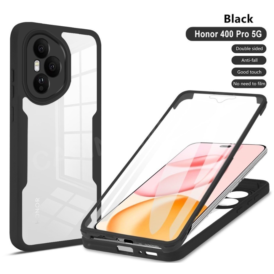 เคสโทรศัพท์สําหรับ Honor 400 Lite Pro 400Lite 400Pro 5G 2025 Casing Plus Flip Cover 360° สองด้านซิลิโคนอ่อนนุ่มกันกระแทกป้องกันปกหลัง