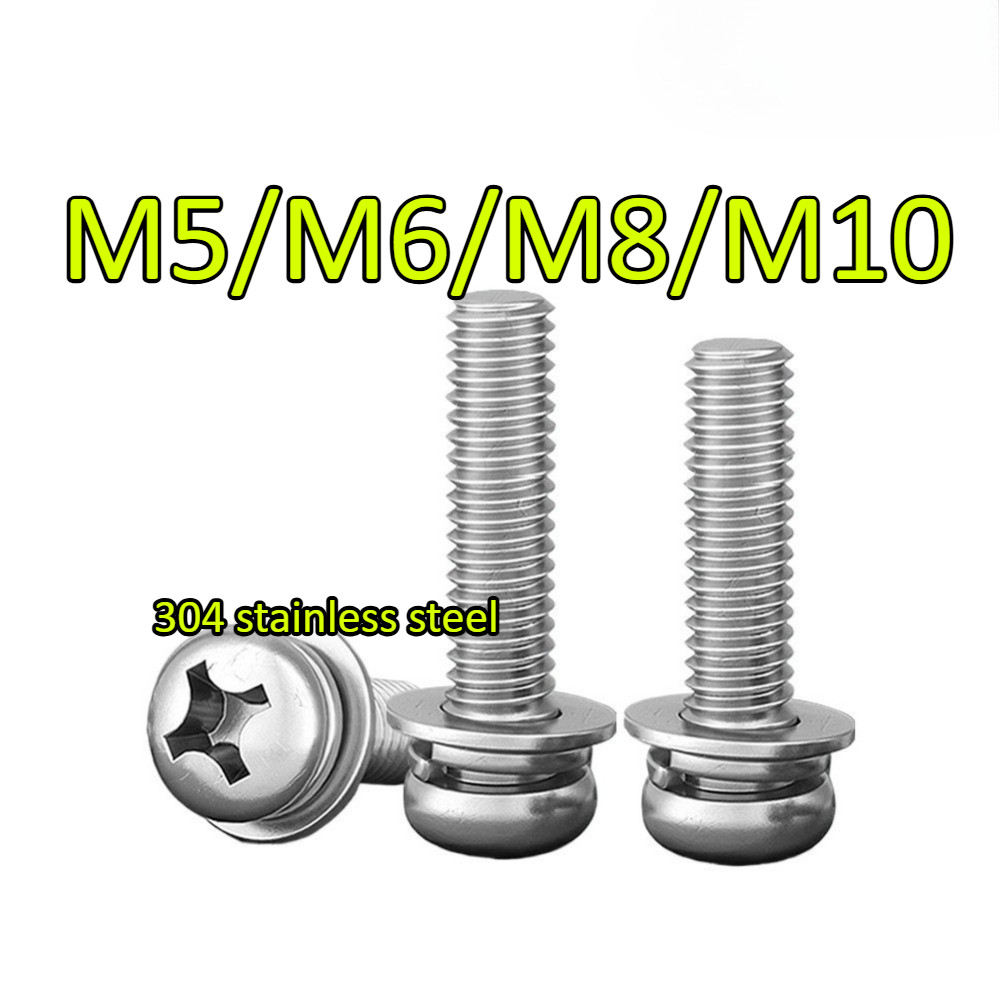 304 สแตนเลสสตีลหัวกลมสามชุด Bolt M5/M6/M8/M10 * L8 * 100 มม. (JSK-XD-TH)
