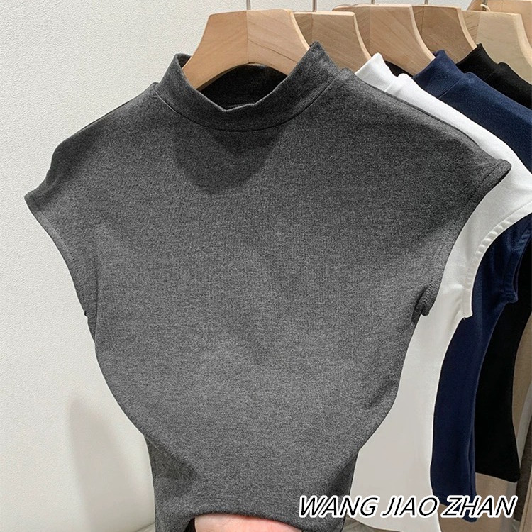 【WJZ】เสื้อยืดสไตล์เกาหลี คอสูงแขนสั้น สลิมฟิต เหมาะสำหรับฤดูร้อนและทำให้ดูผอมเพรียว【P36 #】