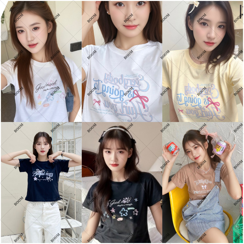 (ของพร้อมส่ง ส่งใน 24 ชั่วโมง)BOOM Shopee เสื้อยืด Baby Tee เสื้อน่ารัก crop top