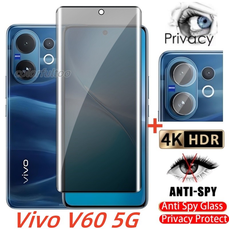Vivo V60 Lite 5G 2025 กระจกนิรภัยส่วนตัว Anti-Spy คลุมทั้งหมดปกป้องหน้าจอ Anti Peek ฟิล์มความเป็นส่วนตัวสําหรับ Vivo V60 V 60 VivoV60Lite 5G 4G 3D โค้ง Anti Peek ฟิล์มความเป็นส่วนตัว