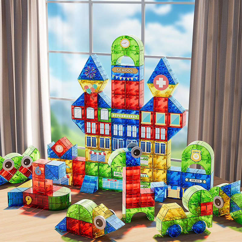 TEMI 3D Magnetic Building Tiles Magnetic Geometry Building Blocks ของเล่นเพื่อการศึกษาสําหรับเด็ก