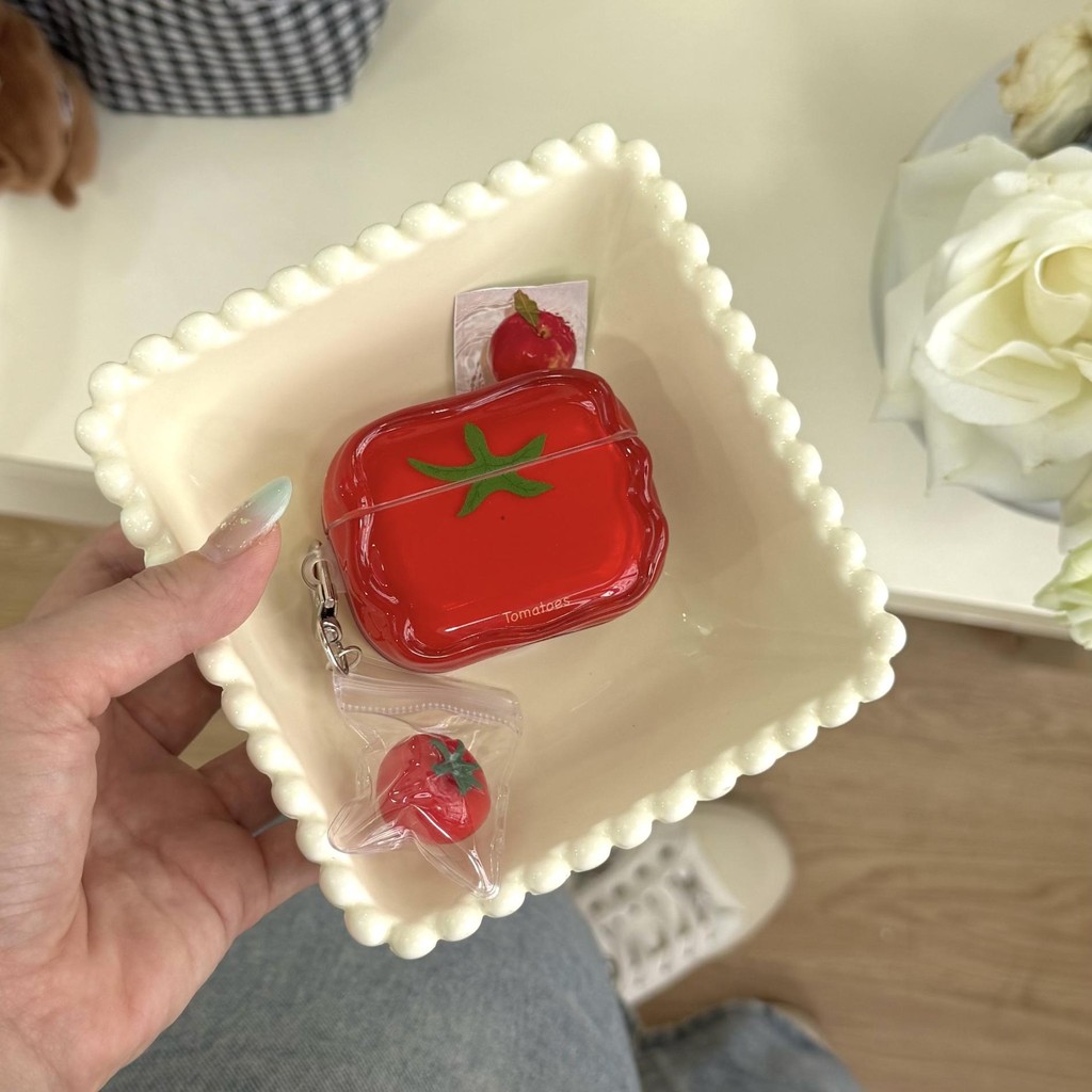 สําหรับ AirPods 1 2 3 4 Pro 2 ฝาครอบป้องกันมะเขือเทศ ทีพียู นุ่มกรณีไร้สายบลูทูธชุดหูฟังปลอก