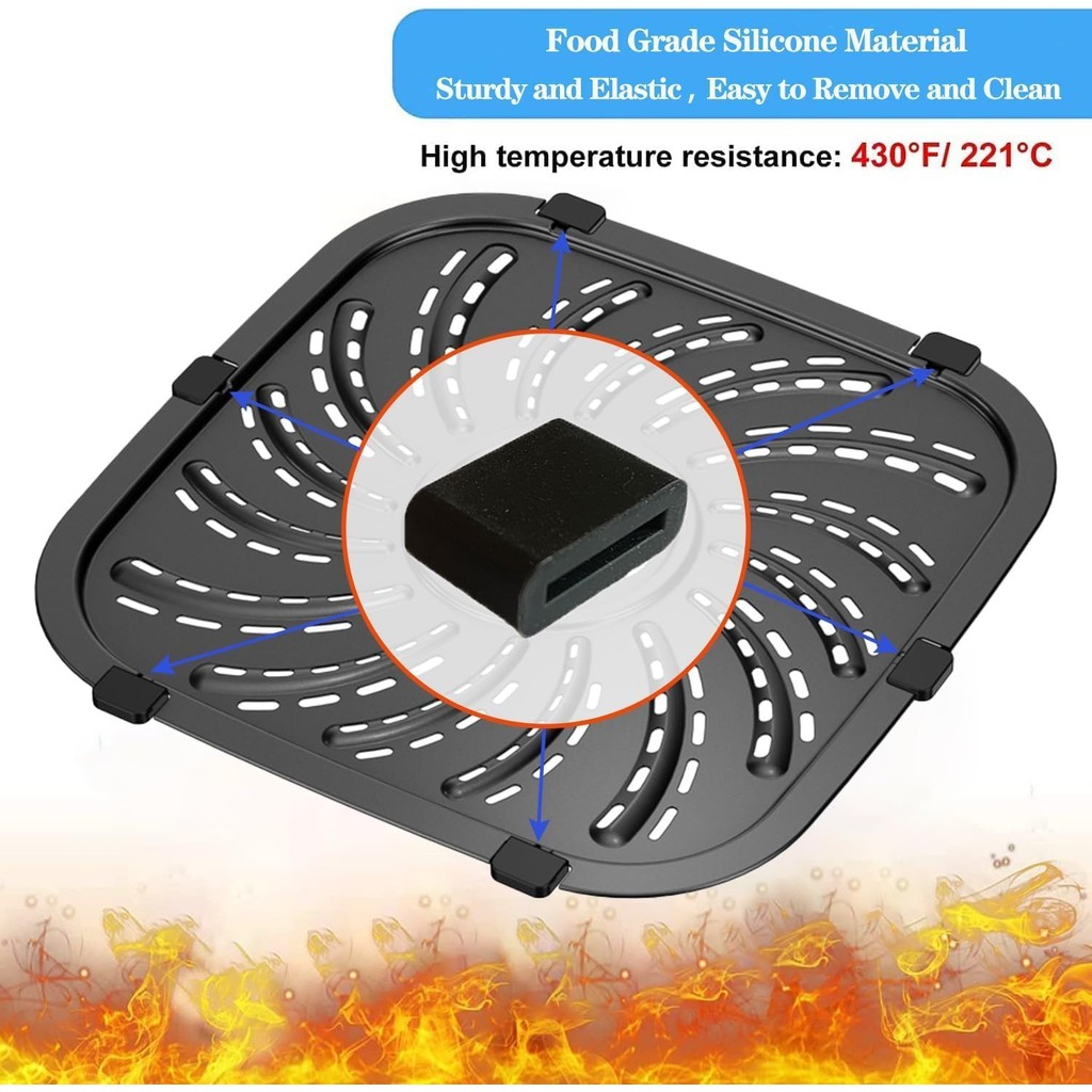 8PCS Air Fryerแท็บยางสําหรับPowerXL Vortex Pro 8QT/4QT/6QT Air Fryer,อัพเกรดAir Fryerยางซิลิโคนกันชน