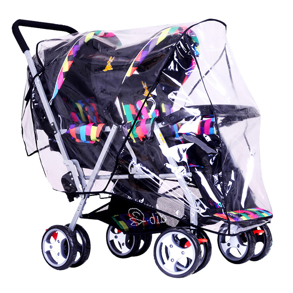 Henye-ph [Ande Online] Universal Children s Carriage Twin Baby Stroller Rain Cover Double Front and 