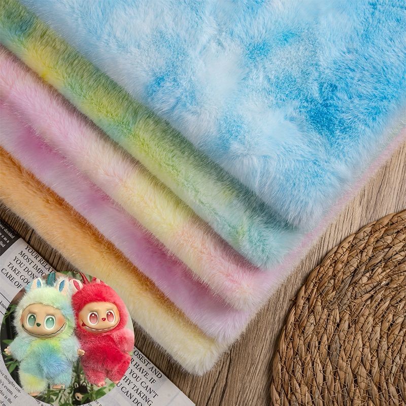 ผ้าขนมิงค์มัดย้อมสีสันสดใส ขนาด 15 มม. สำหรับทำตุ๊กตาและงานDIY