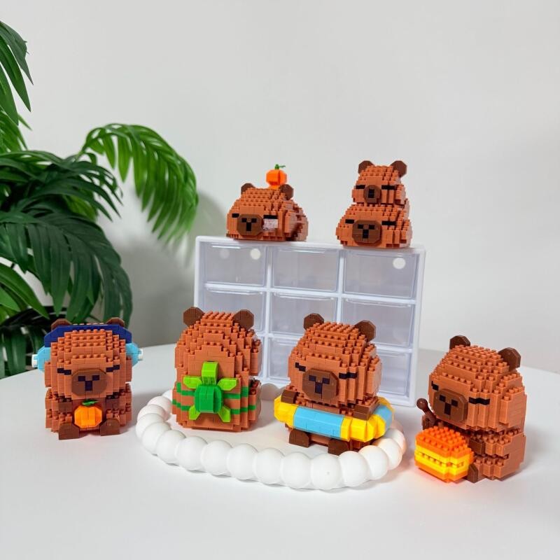 บล็อกตัวต่อ เลโก้ Capybara บล็อกตัวต่อเลโก้ เลโก้จิ๋ว คาปิบารา บล็อกอาคาร 3D ของเล่น DIY