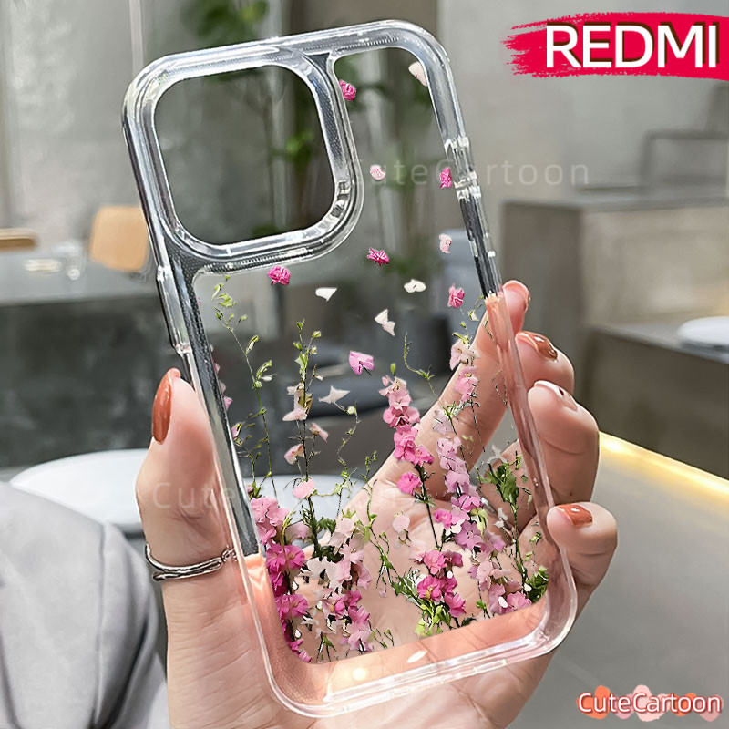 ความงามดอกไม้ PC กรณี REDMI-Note 14 12 13 14-Pro Redmi-13C 9C 12C A3 10C 11 9 10 PRO Glossy Guys อะค