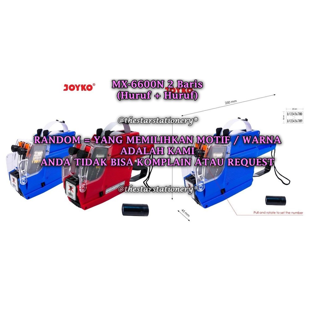 (1 ชิ้น) WHOLESALE JOYKO MX-6600N หมายเลข 2 แถว / JOYKO Labeller เครื่องมือติดฉลากราคา MX-6600N