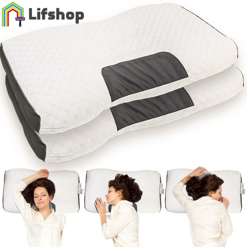 [HGB]หมอนนวดนุ่มพิเศษสําหรับผู้ใหญ่-หมอนพยุงคอใยโพลีเอสเตอร์ระบายอากาศรูปร่างตามหลักสรีรศาสตร์และการ