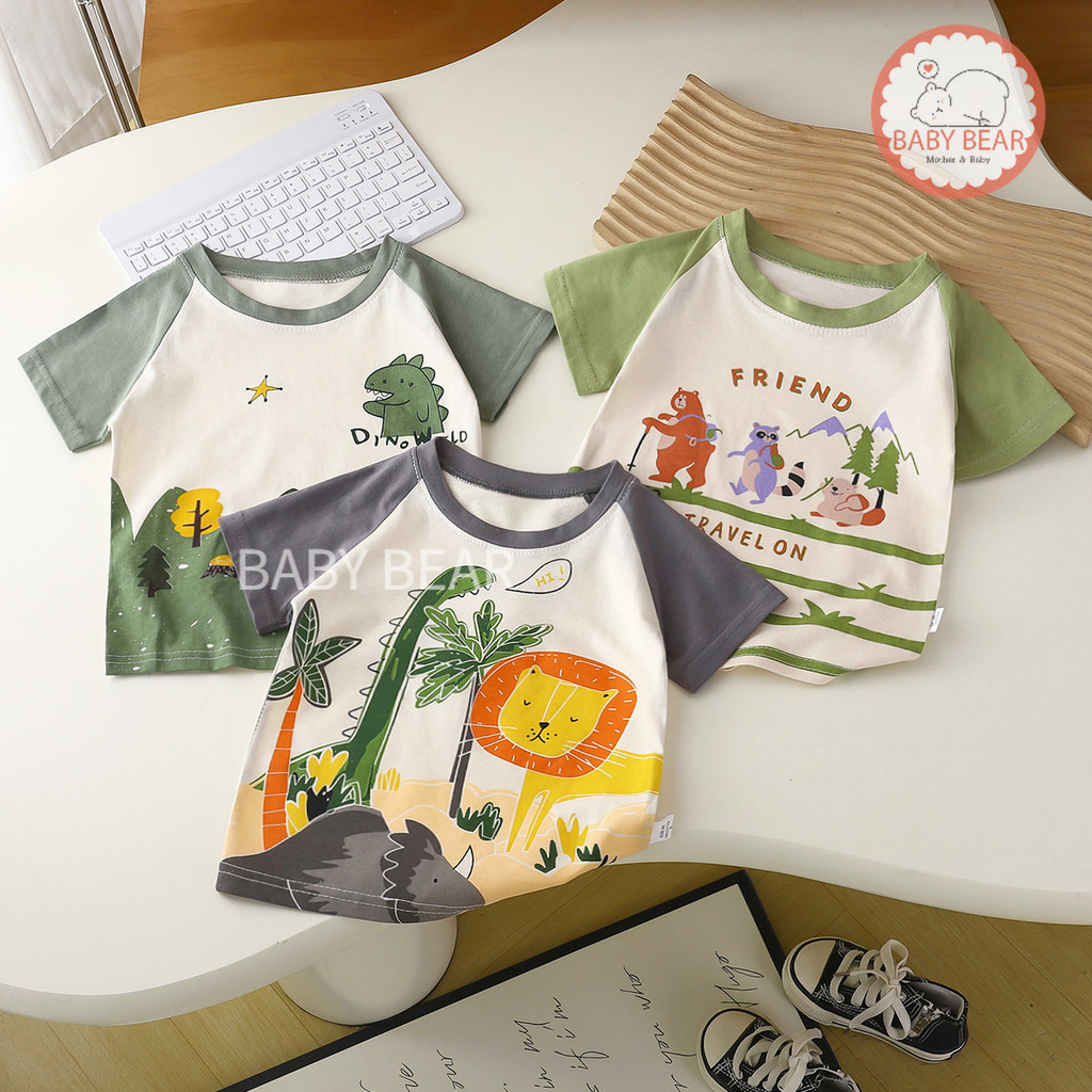 ใหม่ เสื้อผ้าแฟชั่นเด็ก เสื้อยืดเด็กผู้ชาย เนื้อผ้าcotton สำหรับอายุ1-4ปี Size90-120