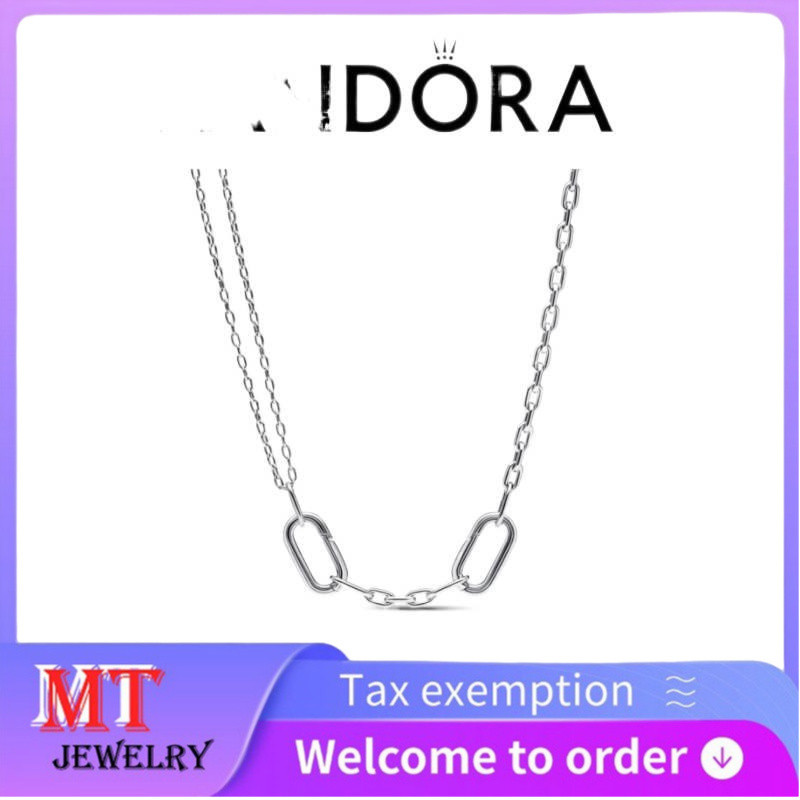 ร้อนขาย S925 เงินสเตอร์ลิงคู่สุภาพสตรีเครื่องประดับ DIY ME สร้อยคอโซ่ Double Link 392303ซี00