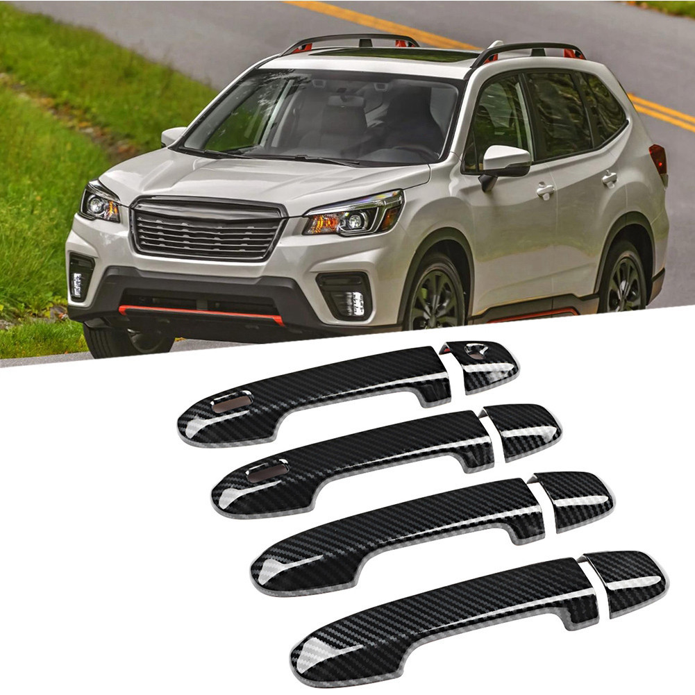 Tma ~ 8 ชิ้น/เซ็ตคาร์บอนไฟเบอร์ Grain สมาร์ทภายนอกมือจับประตู Trim Fit สําหรับ Subaru Forester SK 19