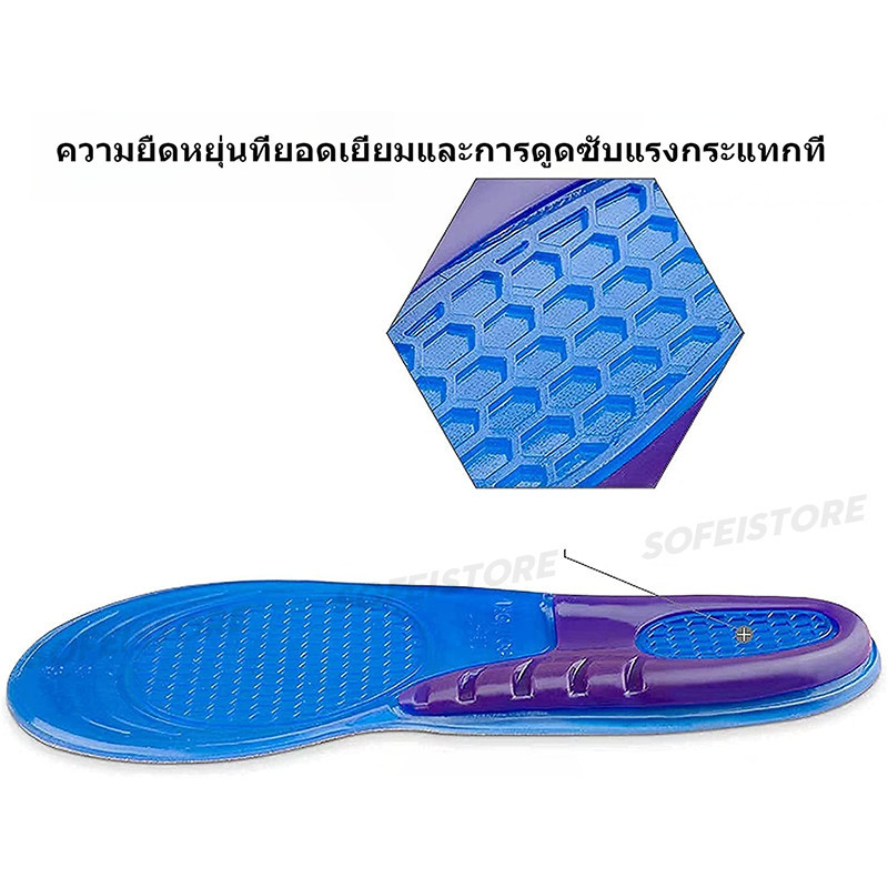 พื้นรองเท้าเจล 1 คู่และเบาะรองดูแลส้นเท้าช่วยลดการสั่นสะเทือนและบรรเทาอาการปวด