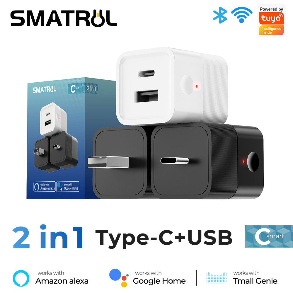 Smatrul Tuya สมาร์ท WIFI Mini แบบพกพาอะแดปเตอร์ 5V Micro USB Type-C Dual Port Converter ไร้สาย APP ควบคุมเสียงทํางานร่วมกับ Alexa