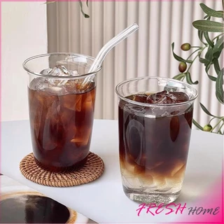 Fresh ถ้วยแก้วใส่เครื่องดื่ม ขนาด 300ML 400ML สําหรับใส่นม กาแฟ น้ําผลไม้ glass coffee mug