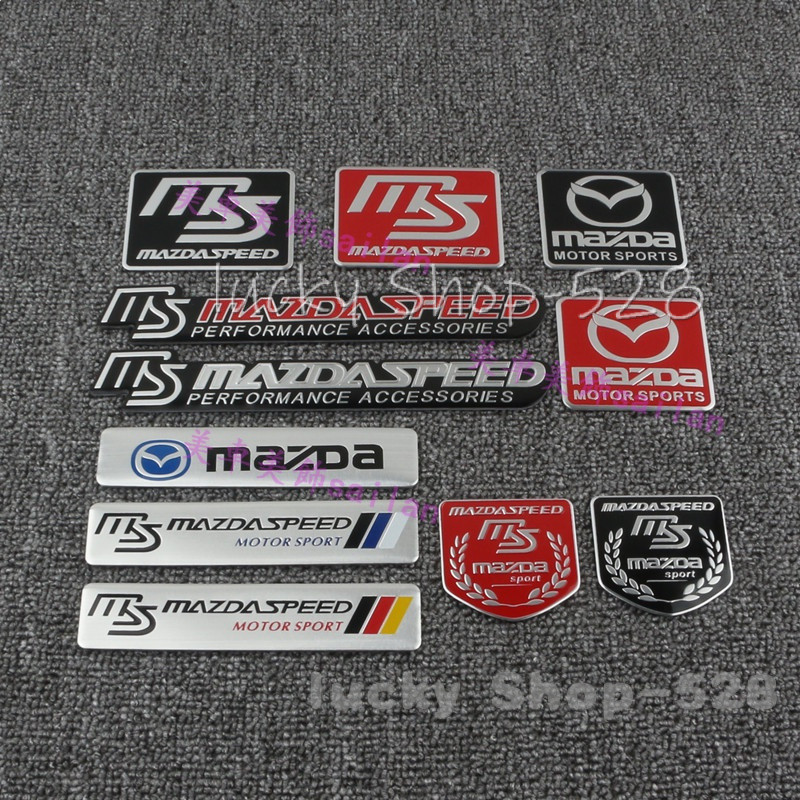สเตอริโอโลหะ mazda MS โลโก้สัญลักษณ์สติกเกอร์ รถรถจักรยานยนต์ตกแต่งด้านหลัง สติกเกอร์โลโก้อลูมิเนียม