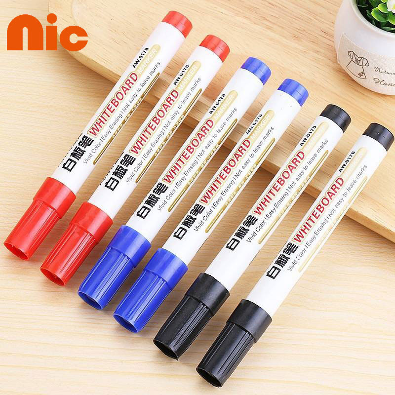 NIC ปากกาไวท์บอร์ด 3มม ปากกาไวท์บอร์ดลบได้ หัวกลม สีดำ/แดง/น้ำเงิน อุปกรณ์การเรียน