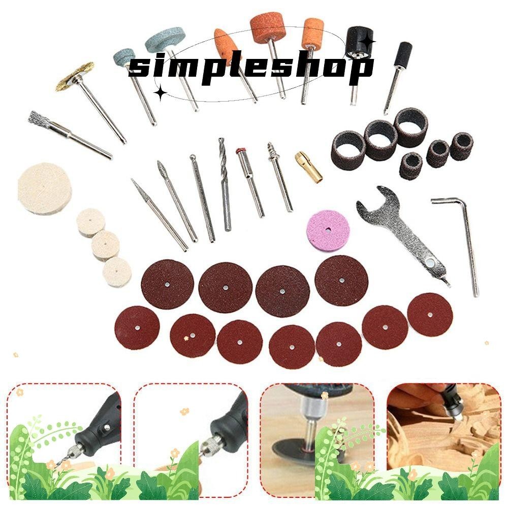 Simple 40 ชิ้น/เซ็ตเครื่องมือโรตารี่ไฟฟ้ากระดาษทรายขัด Buffing ล้อแปรงลวดชุดหัวเจียร
