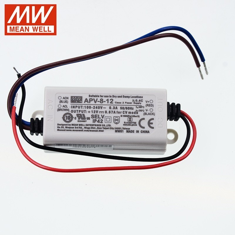 ✻MEAN WELL APV-8 Series DC5V DC12V DC24V 8W AC-DC Single Output LED Lighting Switching Power Supply