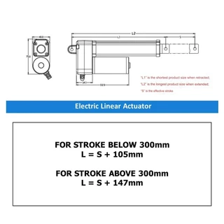 CLB 12VDC/24VDC มอเตอร์ก้านชัก ระยะชัก 50-500mm 20mm/s 700N Electric Linear Actuator Low Noise เสียงรบกวนน้อย พัตเตอร...